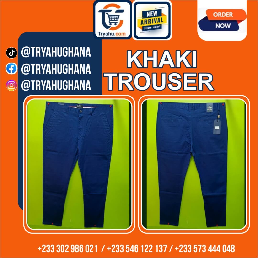 Men’s Khaki Black Trousers | Smart Casual & Office Wear | Tryahu Ghana